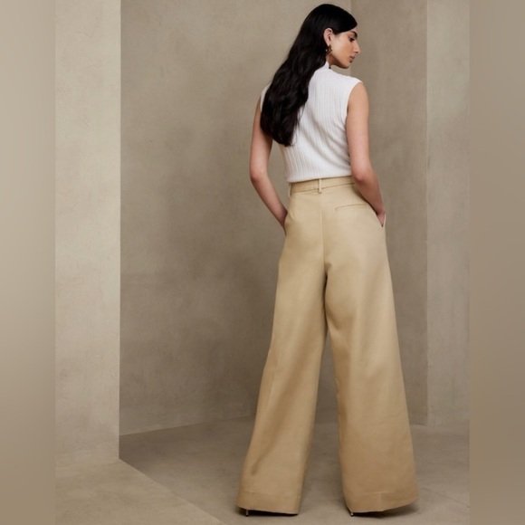 NWT! Banana Republic Maverick Tan Cruise Wide Leg Pants - Multiple💛 - Picture 2 of 9